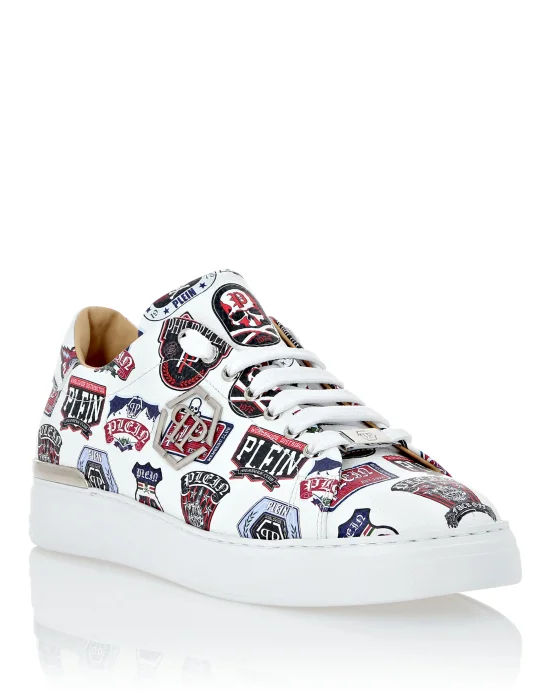 Deer Printed Leather Lo-Top Sneakers Patches