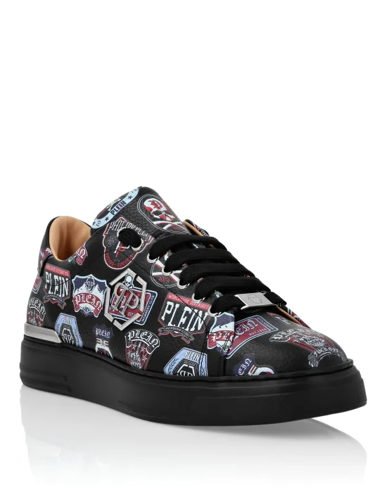 Deer Printed Leather Lo-Top Sneakers Patches