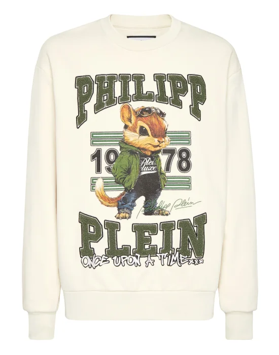 Round Neck Sweatshirt College Squirrel