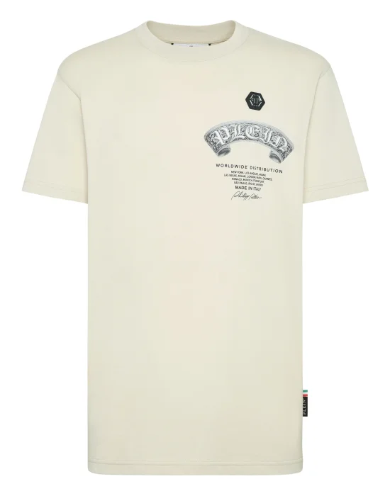 Round Neck T-Shirt Plein Banner Baroque Skull