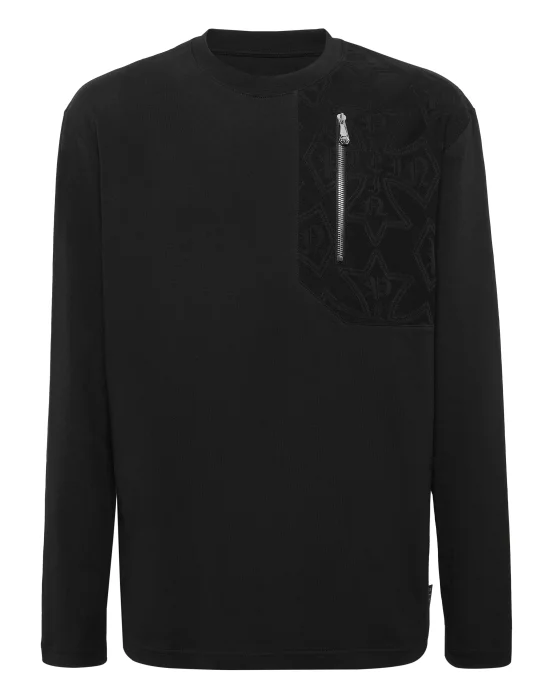 Long Sleeve T-Shirt With Jacquard Crest Insert