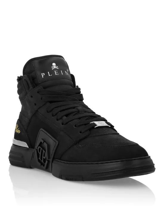 Suede & Shearling Mid Top Sneakers Phantom Kick$