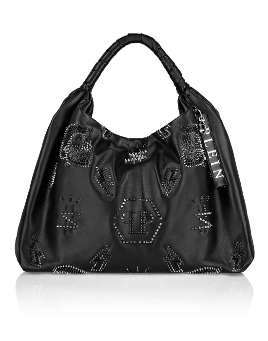 Leather Hobo Bag studs Monogram