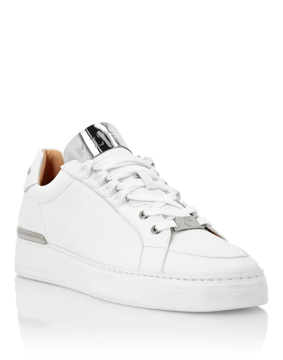 LO-TOP SNEAKERS SILVER $URFER LEATHER