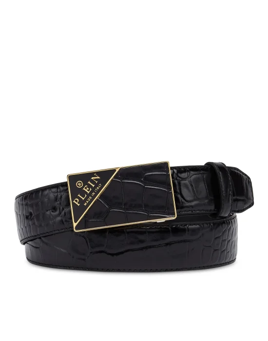 ST Crocco Leather Belt Hexagon