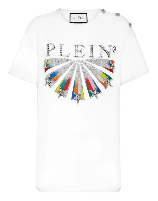 T-shirt Round Neck Man fit Plein Star with Crystals