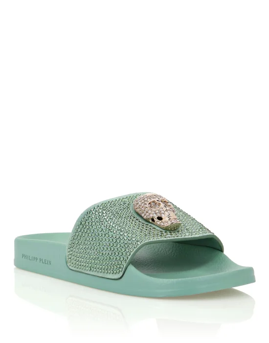 Sandals Flat Skull with Crystals