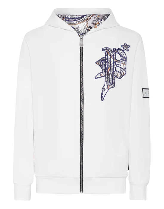 Satin Hoodie Sweatjacket Paisley Gothic Plein