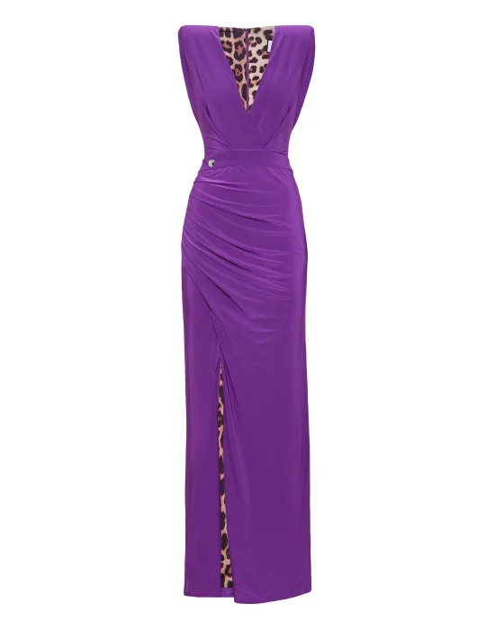 Shoulder Padded Long Dress