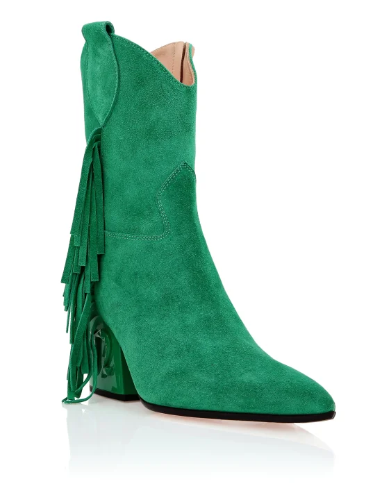 Suede Boots Mid Heels Cowboy