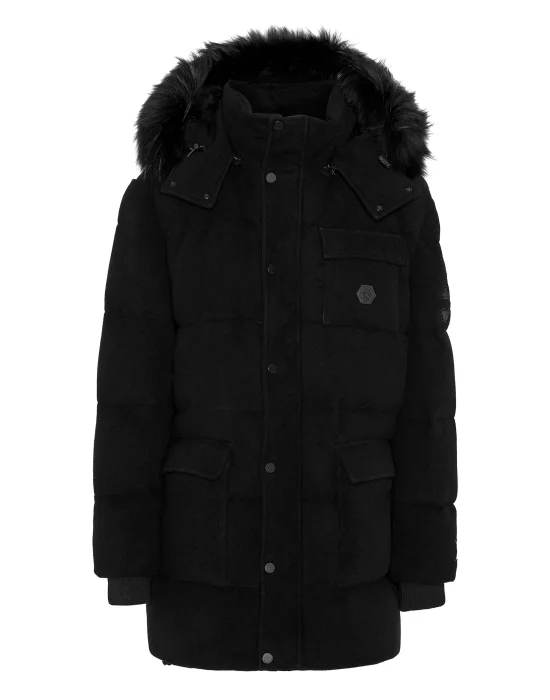 Oversize Down Jacket WIth Fur Hood