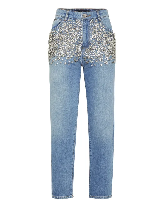 Crystal Stones Mom Fit Trousers