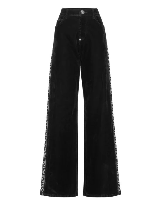 Denim Skater Fit Trousers Crystal Plein