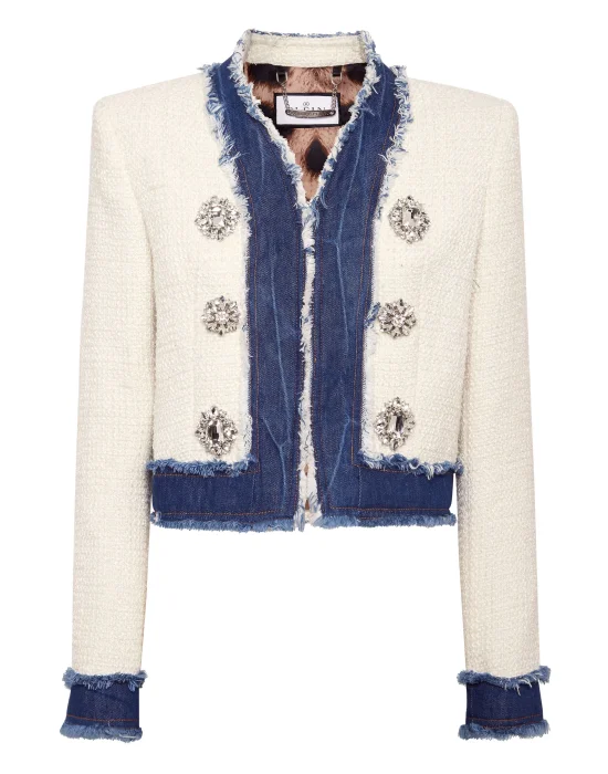Tweed Denim Bolero Jacket