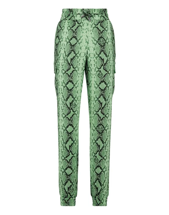 Satin Cargo Trousers Pitone