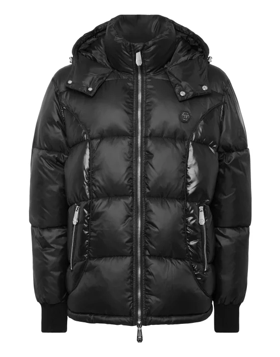 Mix Nylon Short Puffer Jacket