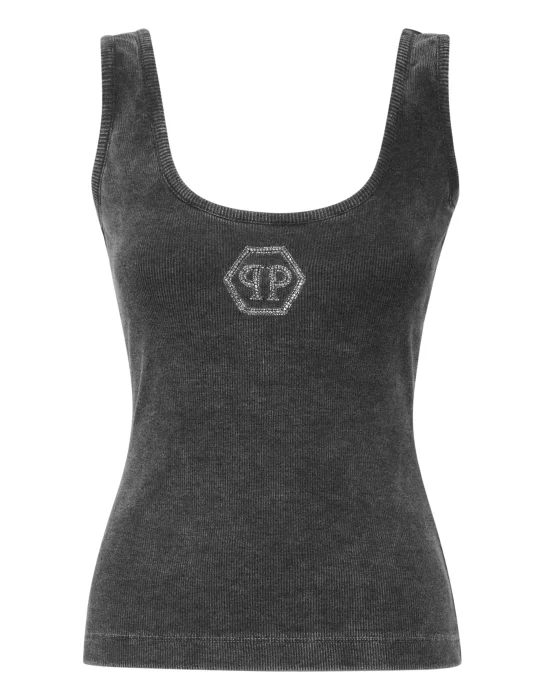 Rib Tank Top Stones Wash Hexagon