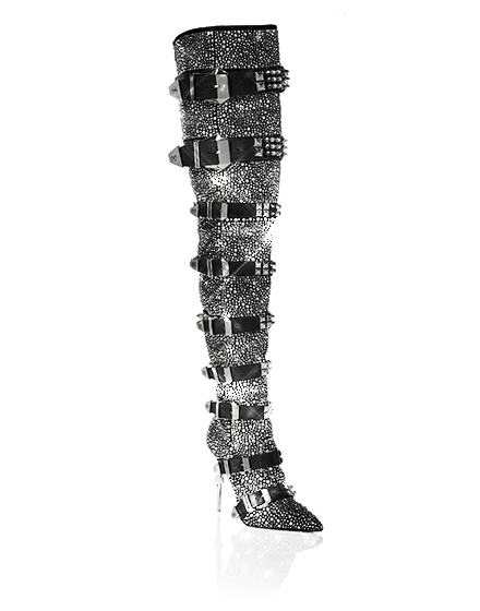 Suede bootie high heels Crystal
