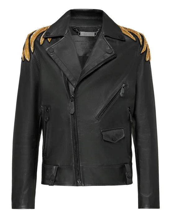 Leather Biker Hand stitched Golden Eagle