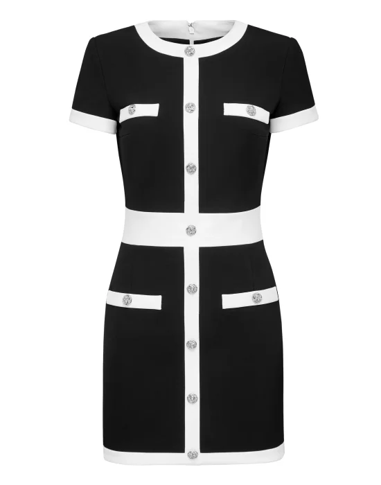 Cady Black and White Short Dress