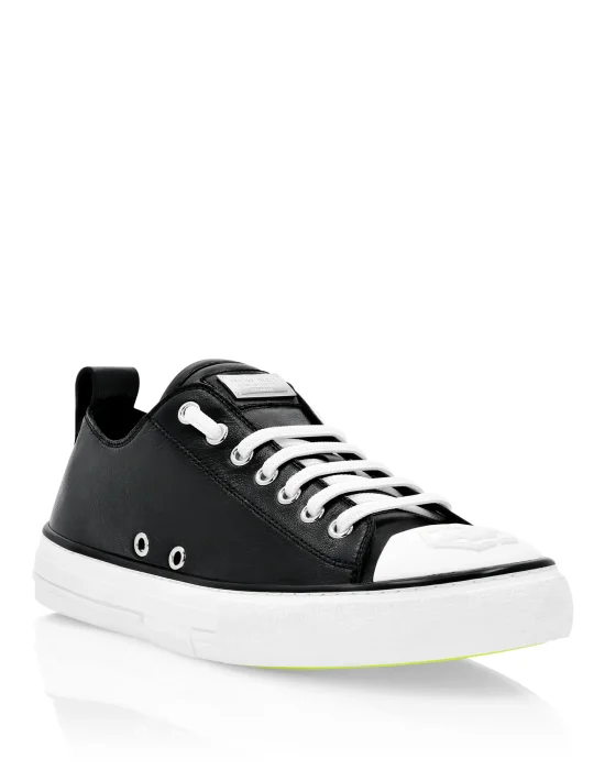 Laminated Leather Lo-Top Sneakers Megastar