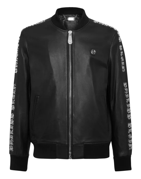 Leather Bomber Gothic Plein