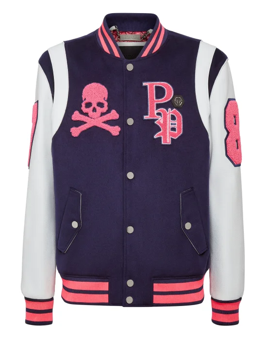 College Jacket Deer Leather Sleeves Patches