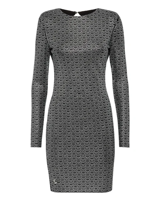 Mini Dress LS Crystal with Crystals