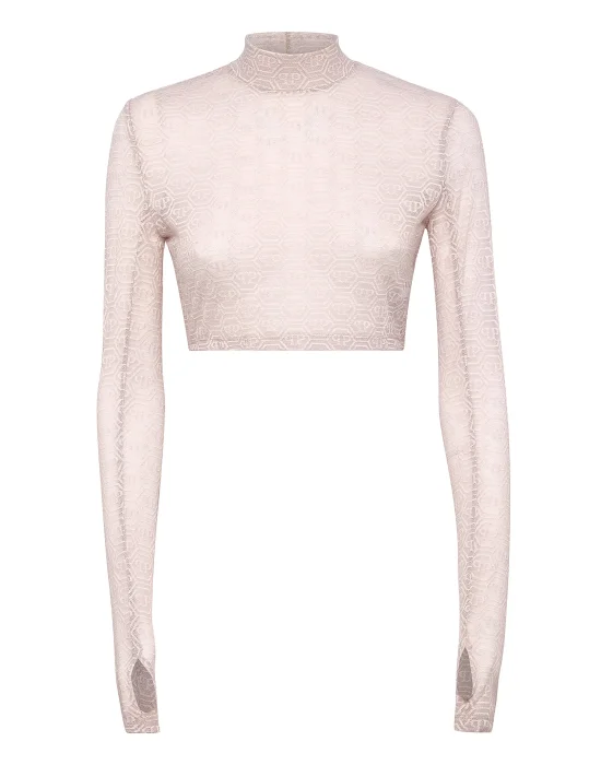 Tulle Crop Top LS Monogram