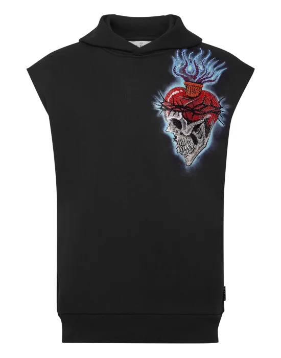 Sleeveless Hoodie sweatshirt Love Tattoo