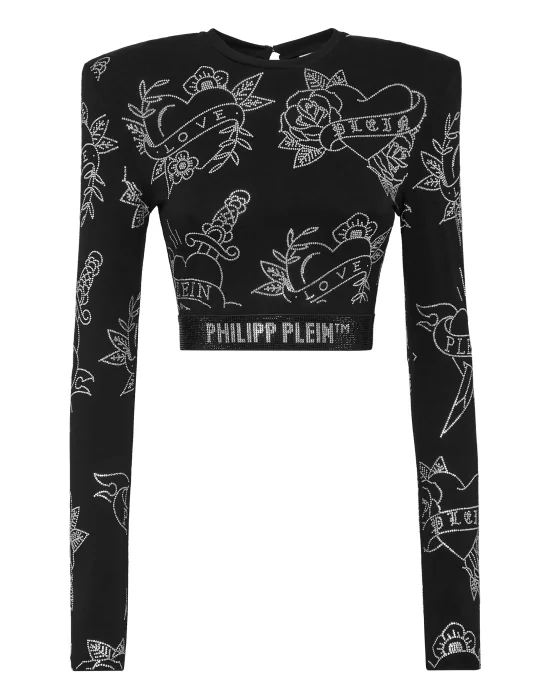Shoulder Pads Cropped Top LS Love