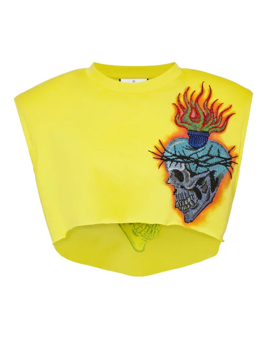 Shoulder Pads Cropped Top Love Tattoo