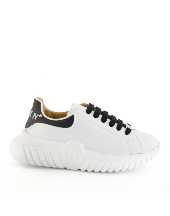 LEATHER LO-TOP SNEAKERS HEXAGON INSERT SOLE AND PLEIN