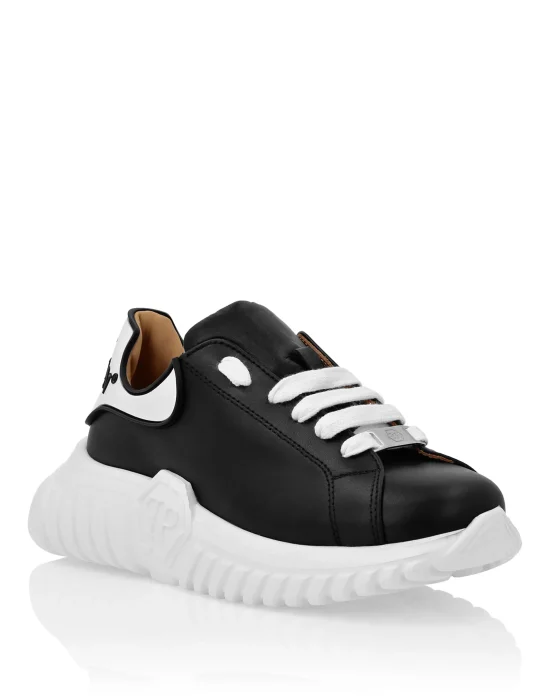 LEATHER LO-TOP SNEAKERS HEXAGON INSERT SOLE AND PLEIN