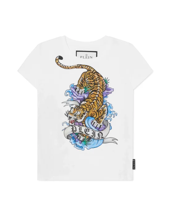 T-Shirt Round Neck with Crystals Tattoo