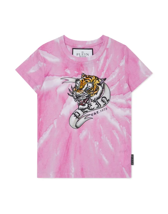 Tie-dye T-Shirt Round Neck with Crystals Tattoo