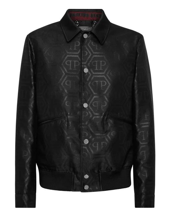 Jacquard Collared Bomber Hexagon