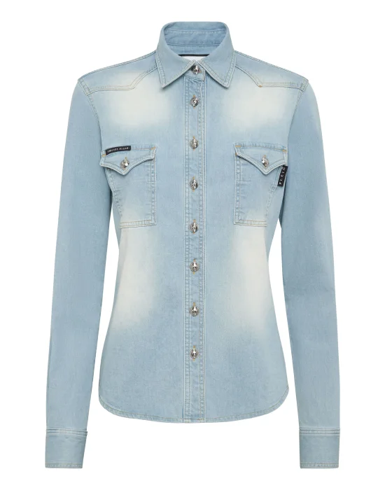 Denim Shirt Skull strass