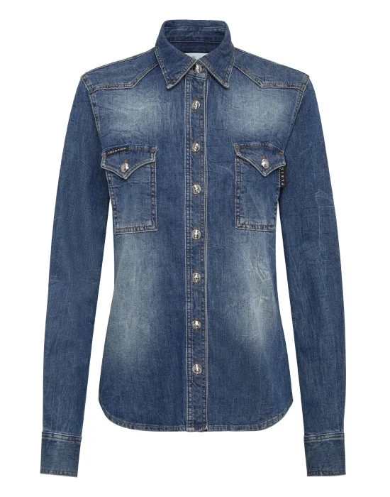 Denim Shirt Skull strass