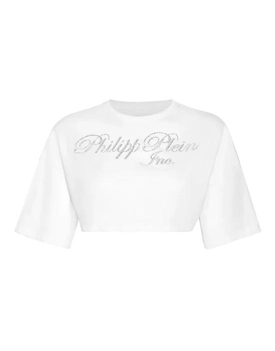 Cropped T-shirt with Crystals Philipp Plein TM