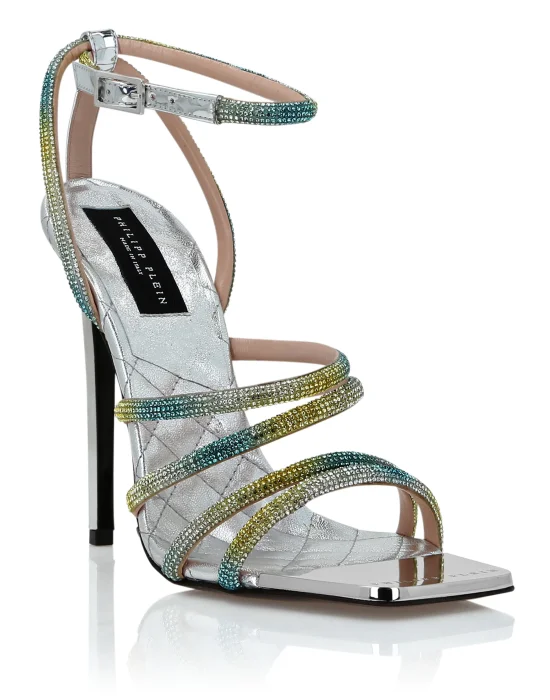 Mirror Leather Sandals Hi-Heels Crystal