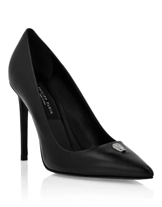 Nappa Leather Decollete Hi-Heels Skull strass