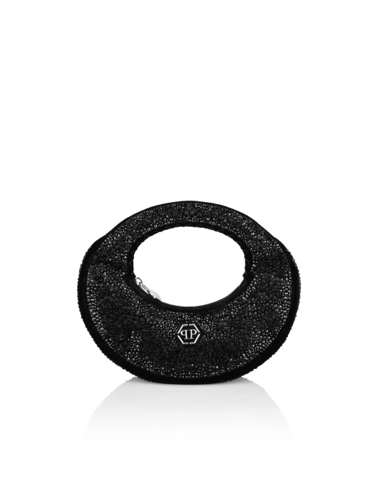 Suede Mini Handle Bag Strass