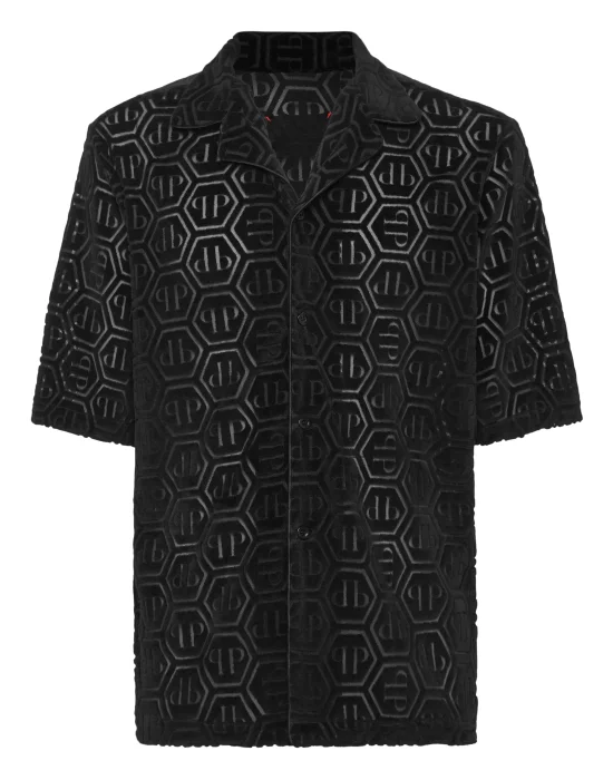 Shirt SS Bowling Fit Jacquard Monogram