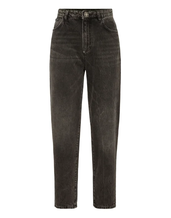 Denim Trousers Mom Fit Logo