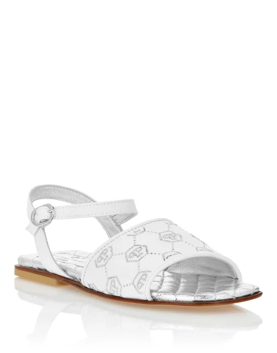 Satin Flat Sandals Monogram Strass
