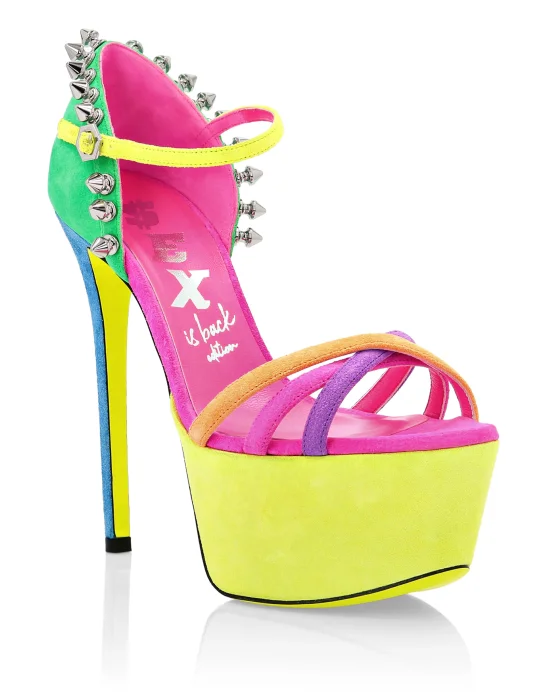 Suede Sandals High Heels Colorfull