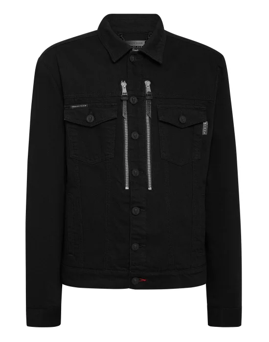 Denim Jacket Gothic Plein with Crystals