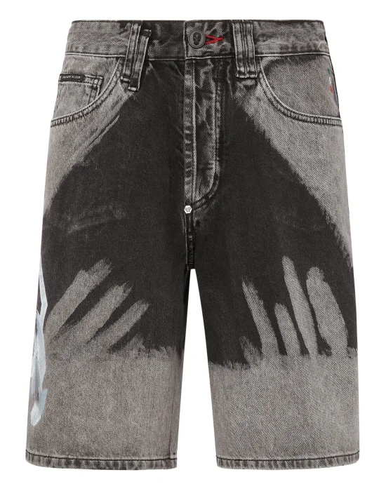 Denim Capri Shorts Bleached