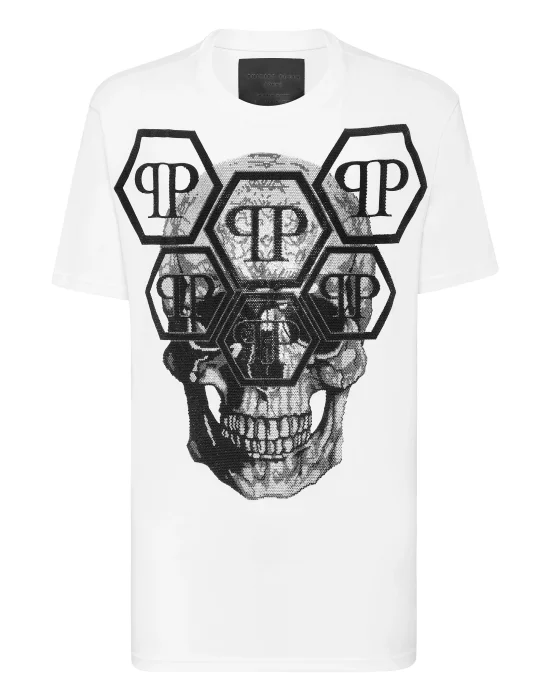 T-shirt Round Neck SS Skull with Crystals